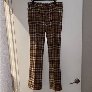 Moschino Plaid Jeans in Brown and Cream
